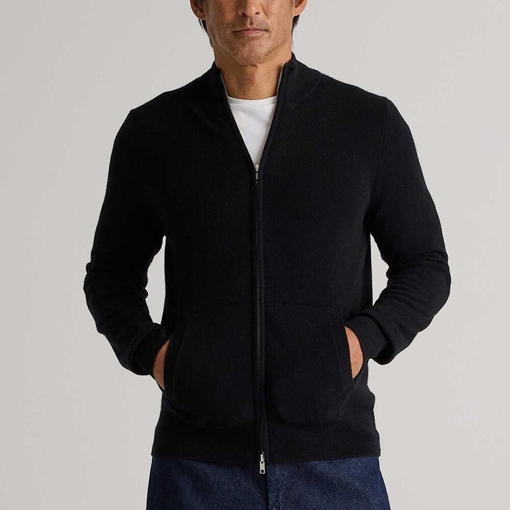 NWT Quince 100% Mongolian Cashmere Full Zip Sweater Cardigan Black Men's Size XL